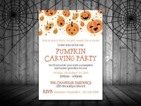 Pumpkin Carving Party Invitation Template Halloween Party Invitation