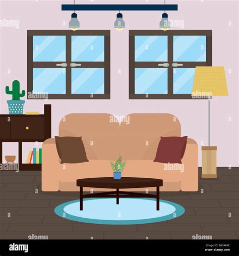 Modern Living Room Illustration Design Stock Vector Image And Art Alamy