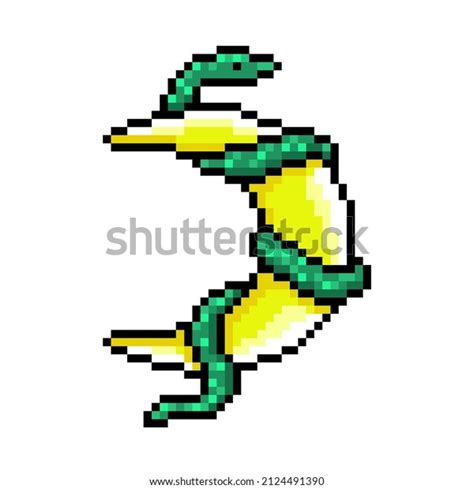 Pixel Art Green Snake Wrapped Around Stock Vector Royalty Free Shutterstock