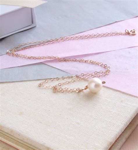 14k gold chain rose gold necklace white akoya cultured pearl choker necklace. Rose Gold Pearl Necklace By Shropshire Jewellery Designs | notonthehighstreet.com