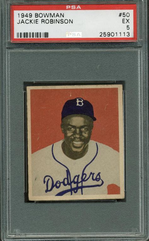 Add selected cards to my collection. Lot Detail - 1949 Bowman #50 Jackie Robinson Rookie Card PSA Graded EX 5!