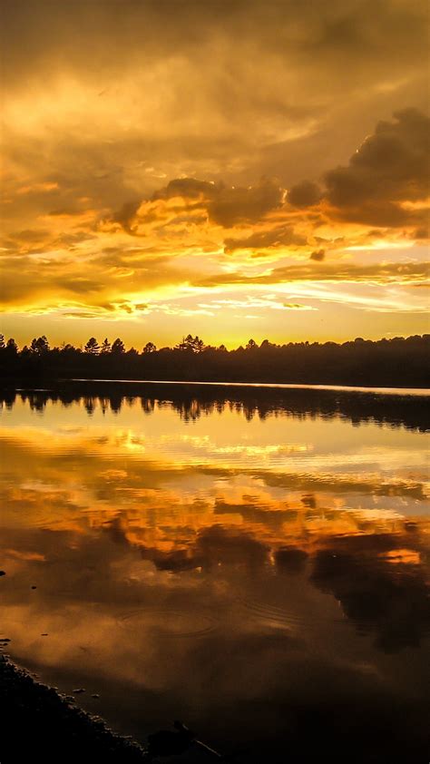 Sunset Lake Sky Clouds Wallpaper 1080x1920