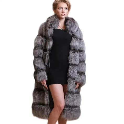 faux fox fur coat women winter long sleeve stand collar artifical fur coat women thick warm long