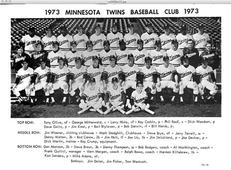 1973 Minnesota Twins Team Photo Photos