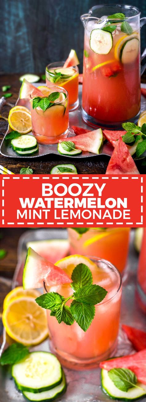 Boozy Watermelon Mint Lemonade Made From Fresh Watermelon Cucumber