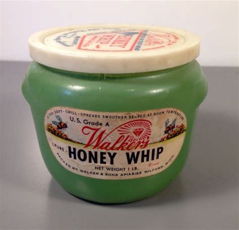 Vintage Walkers Honey Whip Glasbake Jar Jadeite Green Antique Price
