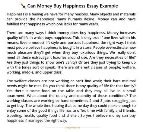 🌈 Does Money Buy Happiness Essay Does Money Make You Happy Essay 2022