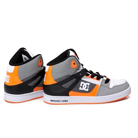 Dc Shoes Youth Kids Rebound White Grey High Top Trainers Sneakers Shoes