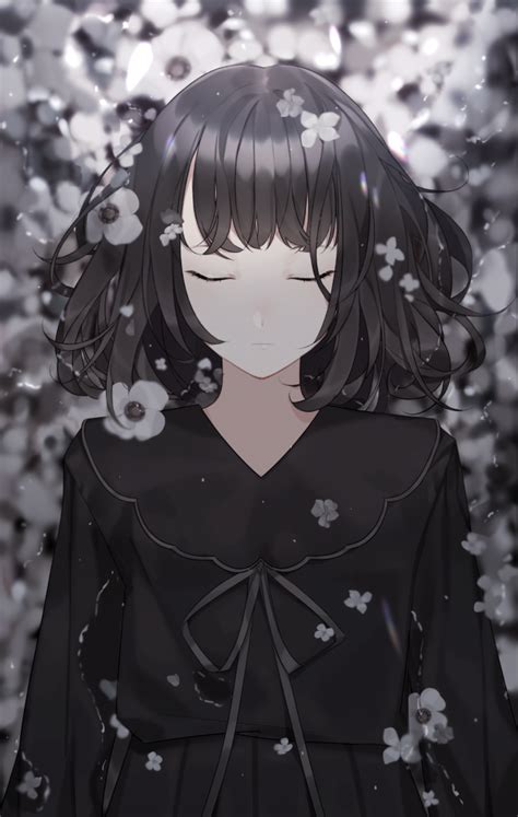 Wallpaper Anime Girl Sleeping Black Hair School Uniform