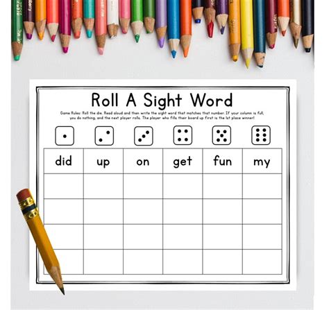 Sight Word Dice Game Printable Sight Word Practice Learn To Etsy