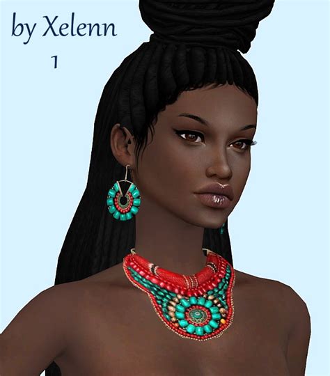 Coral And Turquoise Ethnic Statement Necklaces At Xelenn Sims 4 Updates