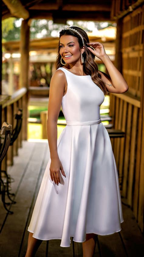 Vestido Midi De Noiva Branco No Zibeline Costa Decote V Ana Violeta