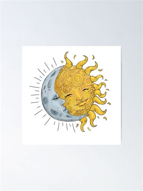 Sun And Moon Kiss In Color Poster For Sale By Heysaintjude Redbubble