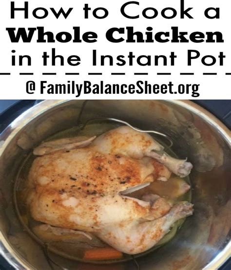 Once the chicken is finished cooking, allow the instant pot to come down from pressure naturally, or release the pressure moving the vent from sealing to venting. How to Cook a Whole Chicken in the Instant Pot - Family ...
