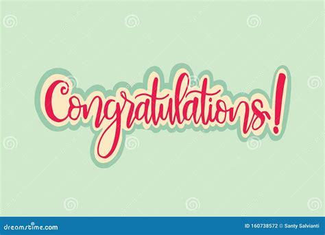 Congratulations Calligraphy Hand Written Text Lettering Stock