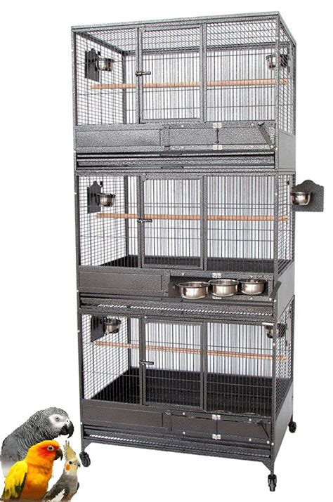 X Large Durable Wrought Iron Triple Stackers Breeder Bird Parrot Cage