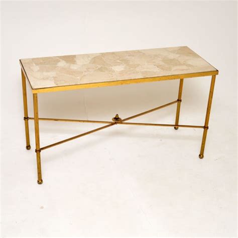S Vintage French Brass Marble Coffee Table Retrospective