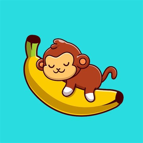 Free Vector Cute Monkey Sleeping On The Banana Cartoon Vector Icon