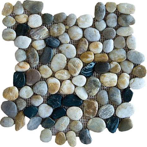 Natural Stone Mosaic Multicolor Pebbles 12x12 Polished Pebble