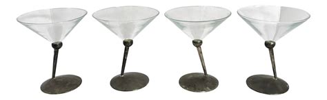 Vintage Mid Century Beefeater Tilted Martini Glasses Set Of 4 On