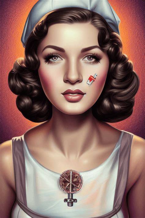 Beautiful Intricate Nurse Pinup Girl Detailed Portrait Illustration