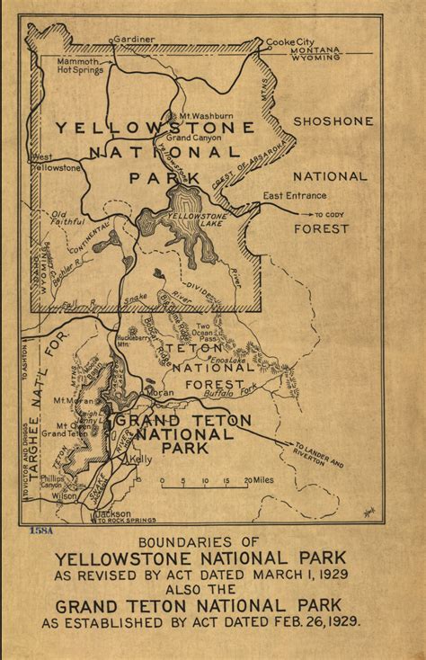 Yellowstone National Park 1929 Yellowstone And Grand Teton Map