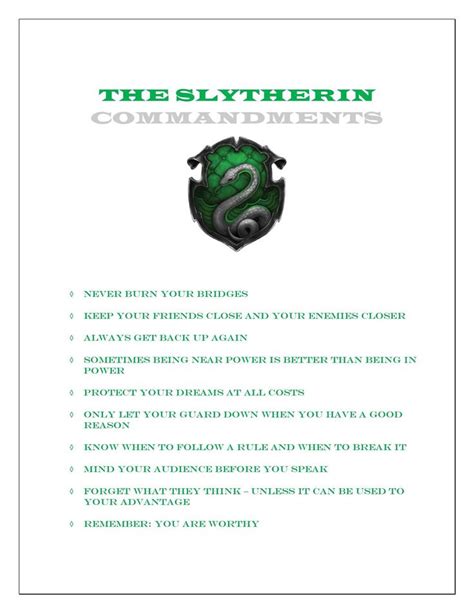 Slytherin Commandments Its Like All Of The Slytherins In The Books