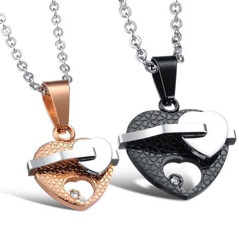 heart cout out love couple necklace set valyria jewelry with images couple necklaces