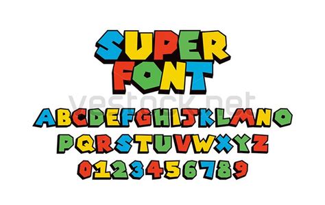 Super Mario Font Vector Of Colorful Modern Font And Alphabet Games T
