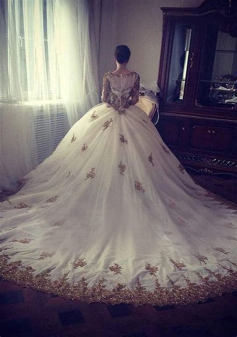 Ball Gown Bateau Court Embroidered Lace Tulle Wedding Dress Princessly