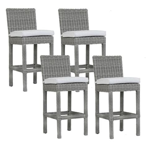 Emerald Ii 4 Piece Wicker Patio Counter Height Bar Stool Set W