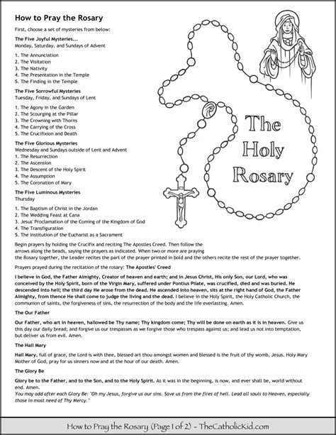 How To Pray The Rosary Prayers Kids Coloring Page 1 The Catholic Kid