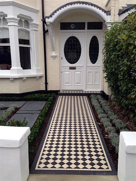 London Victorian Mosaic Tile Path With Formal Topiary Wimbledon Sw19
