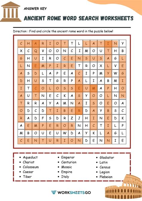 Ancient Rome Word Search Worksheets Worksheetsgo