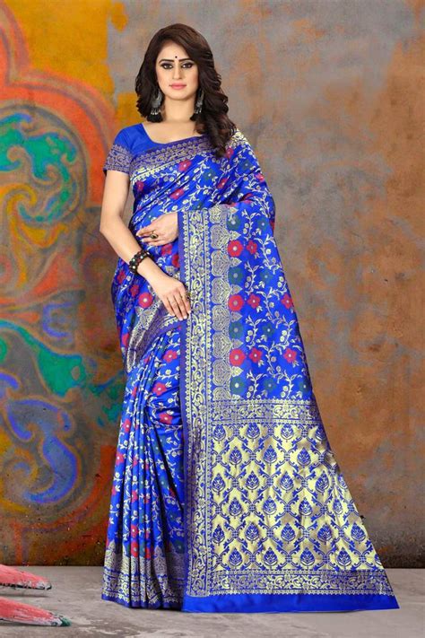 royal blue woven kanjivaram silk saree with blouse maruti 3231568