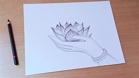 Lotus Drawing How To Draw Hand Holding Lotus Flower Lotus Flower