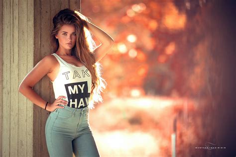 Download Depth Of Field Jeans Blonde Woman Model Hd Wallpaper By Manthos Tsakiridis