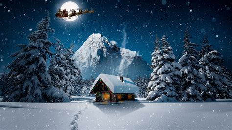 Download Snowfall Winter Hut House Winter Christmas 1920x1080