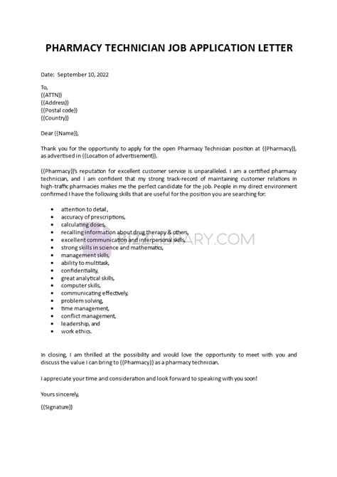 Pharmacist Technician Cover Letter