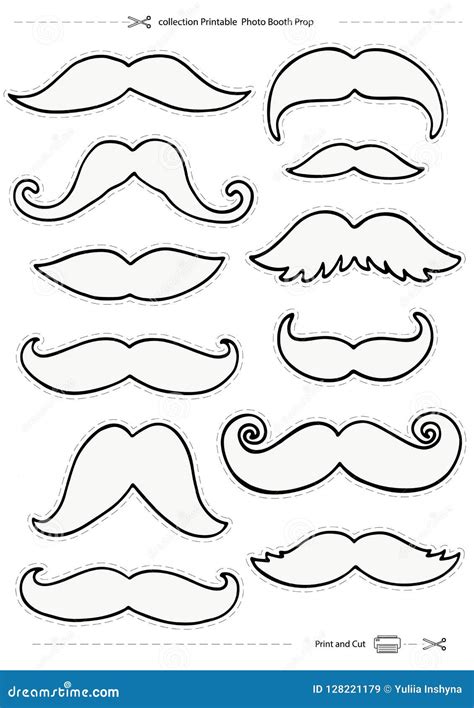 Mustaches Set Collection Printable Photo Booth Prop Stock Vector