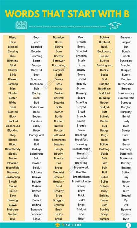 898 Words That Start With B B Words In English • 7esl