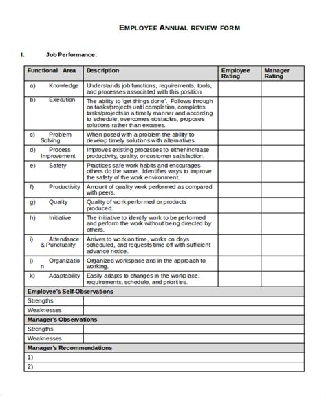 Employee Performance Review Form Employee Performance Review Template Gambaran
