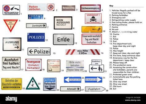German Traffic Signs Isolated Over White Including Key With Texts