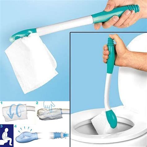 Long Handle Reach Comfort Bottom Wiper Self Wipe Assist Holder Toilet Paper Tissue Grip Self