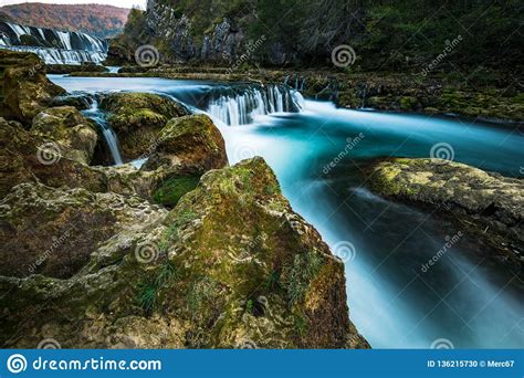 Strbacki Buk Waterfall On River Una In Bosnia And Croatia Border Stock
