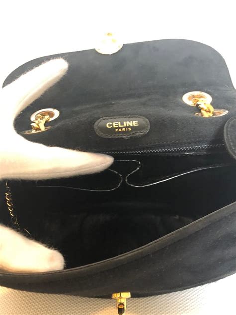 Celine Oval Shape Shoulder Bag Double Gold Chain Strap Chelsea