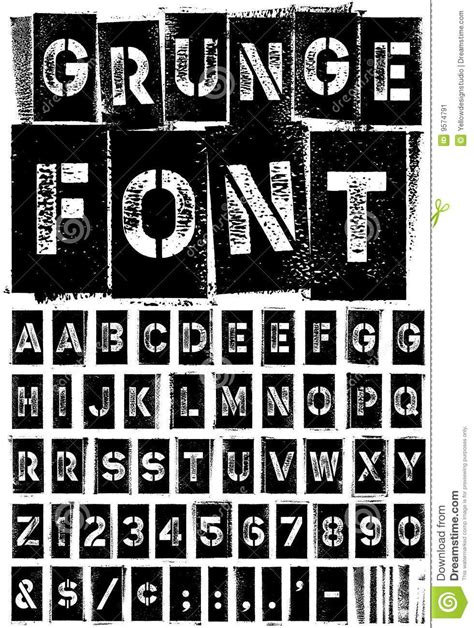 Original Vector Grunge Alphabet Font With Authentic Hand Printed Detail