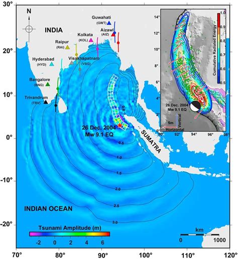 Earthquake tsunami, senses, cartoon, natural disaster, disaster png. Sumatra tsunami amplitude map with travel time shown by contours in 30... | Download Scientific ...