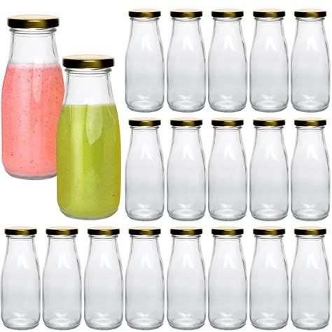 Buy 12 Oz Glass Bottles Clear Glass Milk Bottles With Gold Metal