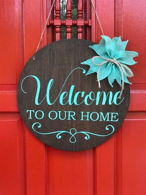 Welcome To Our Home Front Door Wreath Alternative Round Door Hanger
